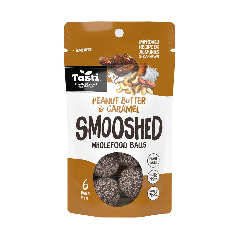 Tasti Peanut Butter & Caramel Smooshed Wholefood Balls 6 Pack - 69g