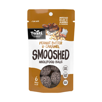 Tasti Peanut Butter & Caramel Smooshed Wholefood Balls 6 Pack - 69g
