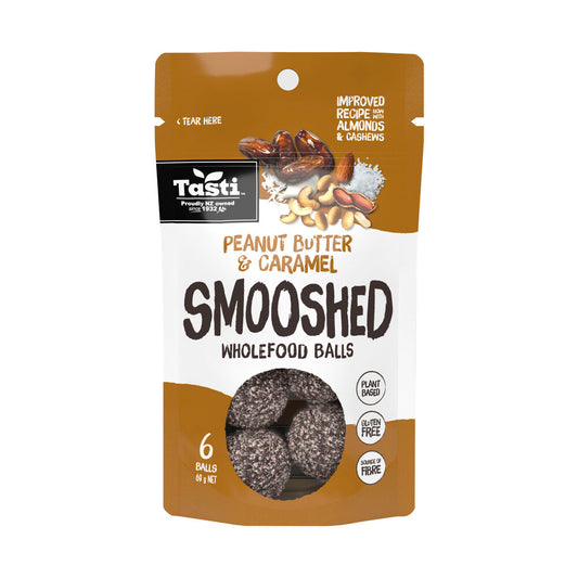 Tasti Peanut Butter & Caramel Smooshed Wholefood Balls 6 Pack - 69g