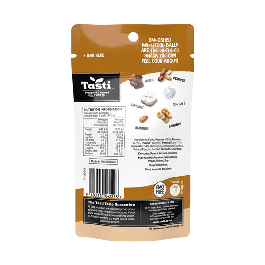 Tasti Peanut Butter & Caramel Smooshed Wholefood Balls 6 Pack - 69g