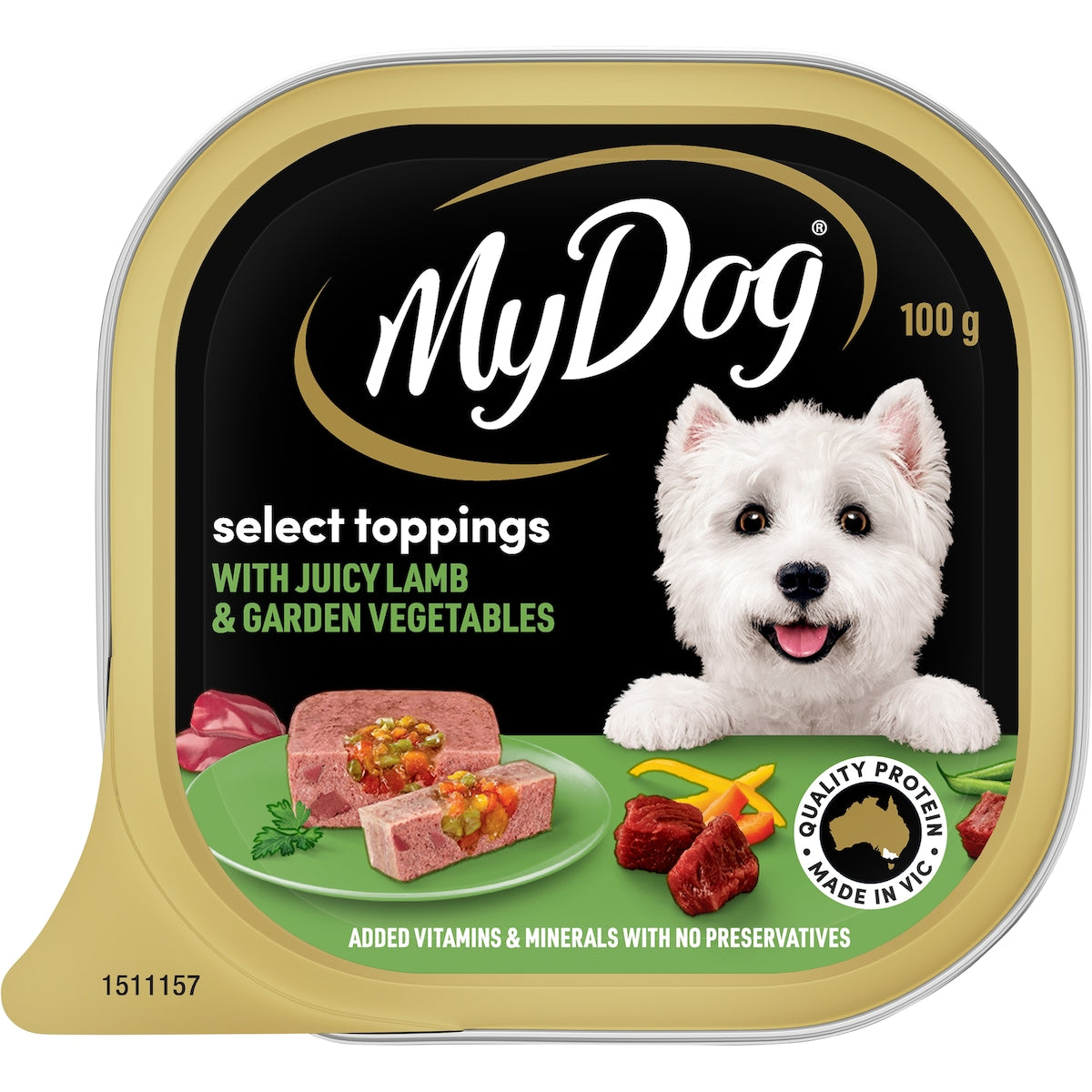 My Dog Adult Select Toppings Lamb & Vegetable Wet Food Tray 100g