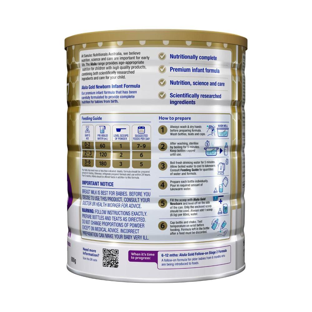 Alula Gold Newborn 0-6 Months Infant Formula - 900g