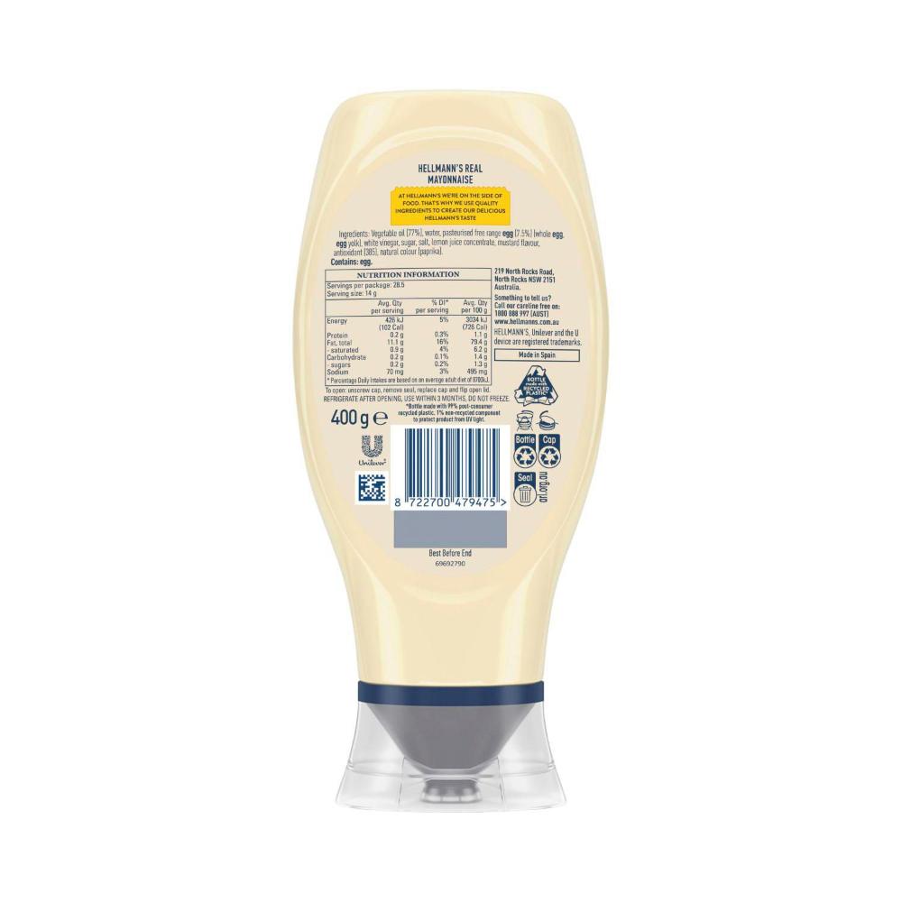 Hellmann's Squeeze Real Mayonnaise - 400g