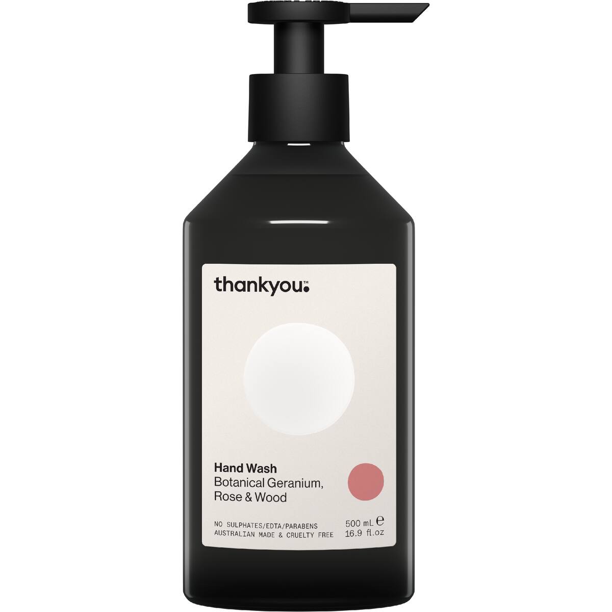 Thankyou. Hand Wash Botanical Geranium Rose & Wood Pump 500ml