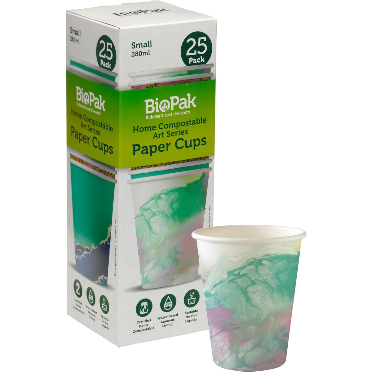 Biopak Art Series Paper Cups Paper Cups Small 295ml 25 Pack
