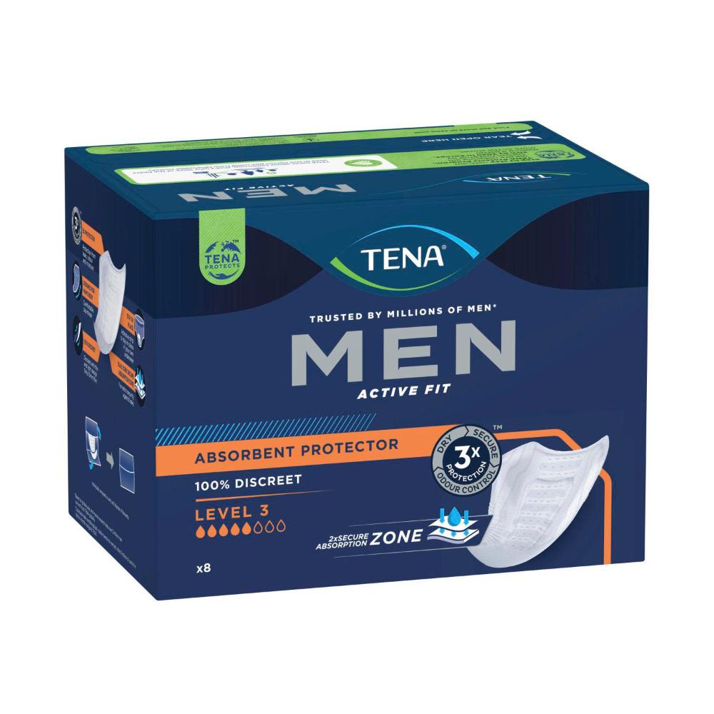Tena Men Absorbent Protector Level 3 Super Incontinence Pads - 8 pack