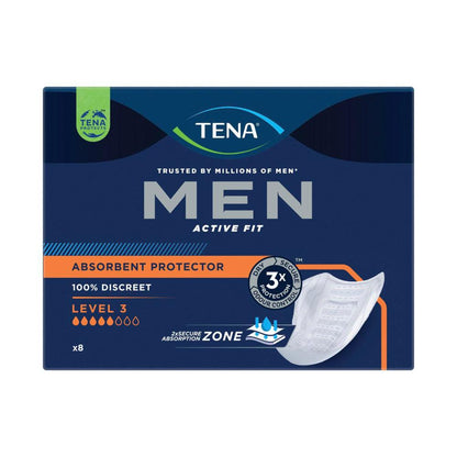 Tena Men Absorbent Protector Level 3 Super Incontinence Pads - 8 pack