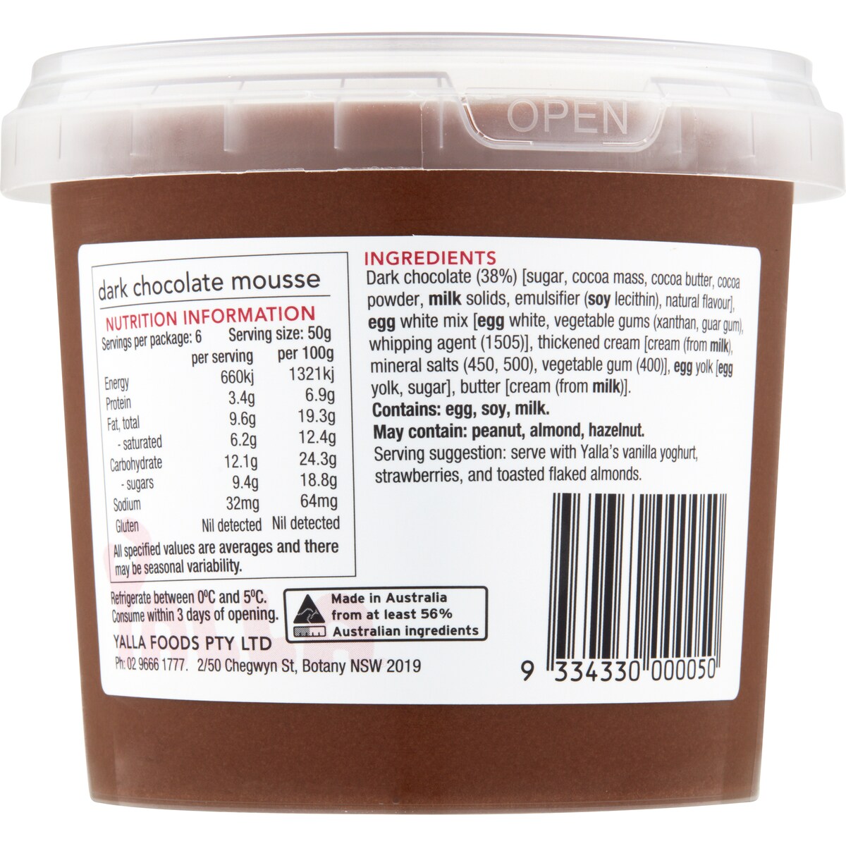 Yalla Dark Chocolate Mousse 300g