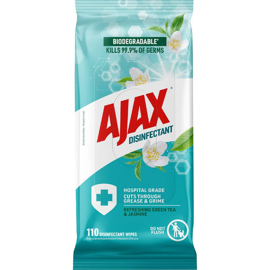 Ajax Disinfectant Cleaning Wipes Green Tea & Jasmine 110 Pack