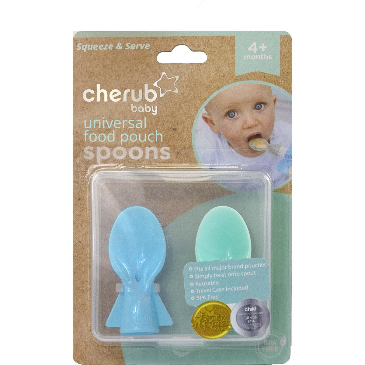 Cherub Baby Food Pouch Spoons Assorted 2 Pack