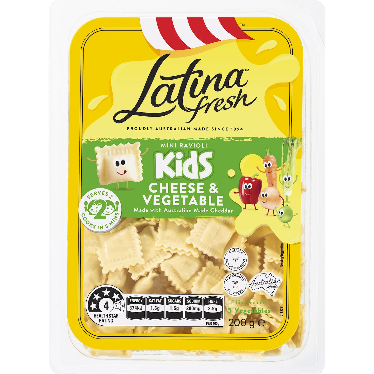 Latina Fresh Kids Mini Ravioli Pasta Cheese & Vegetable 200g