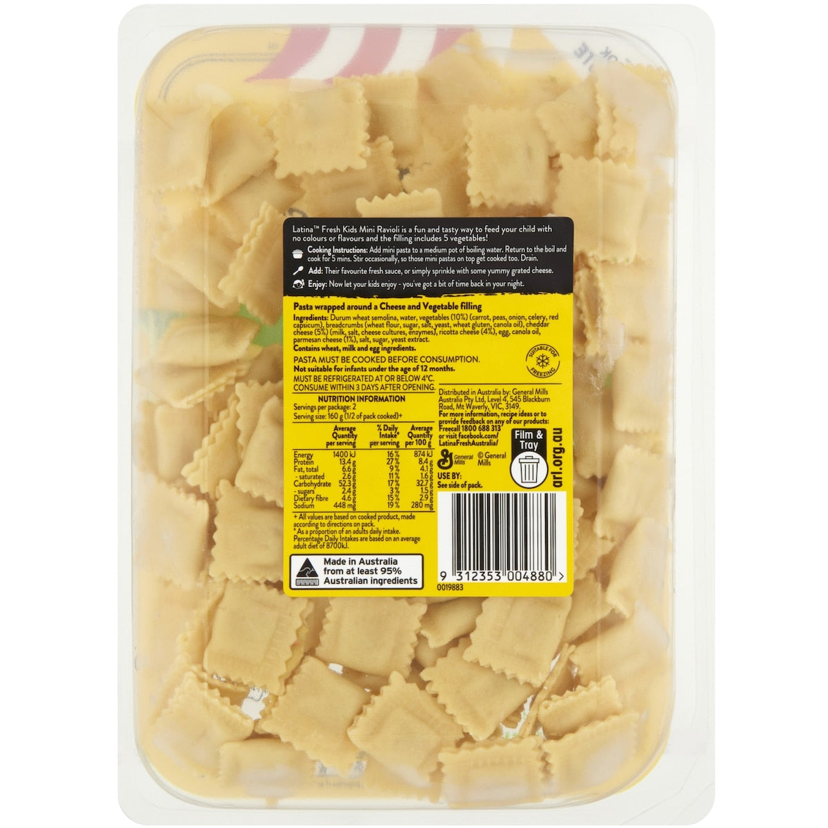 Latina Fresh Kids Mini Ravioli Pasta Cheese & Vegetable 200g