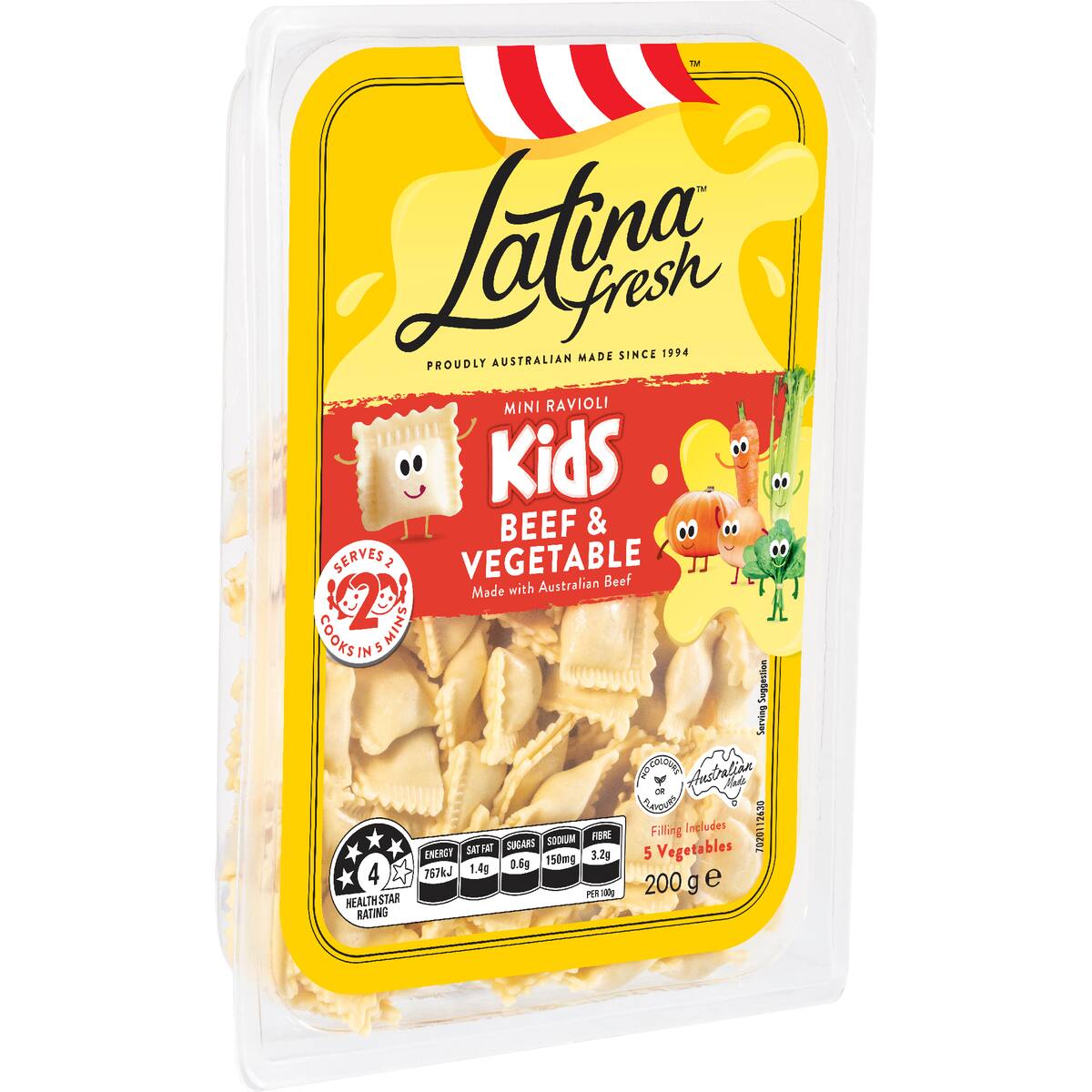 Latina Fresh Kids Mini Ravioli Pasta Beef & Vegetable 200g