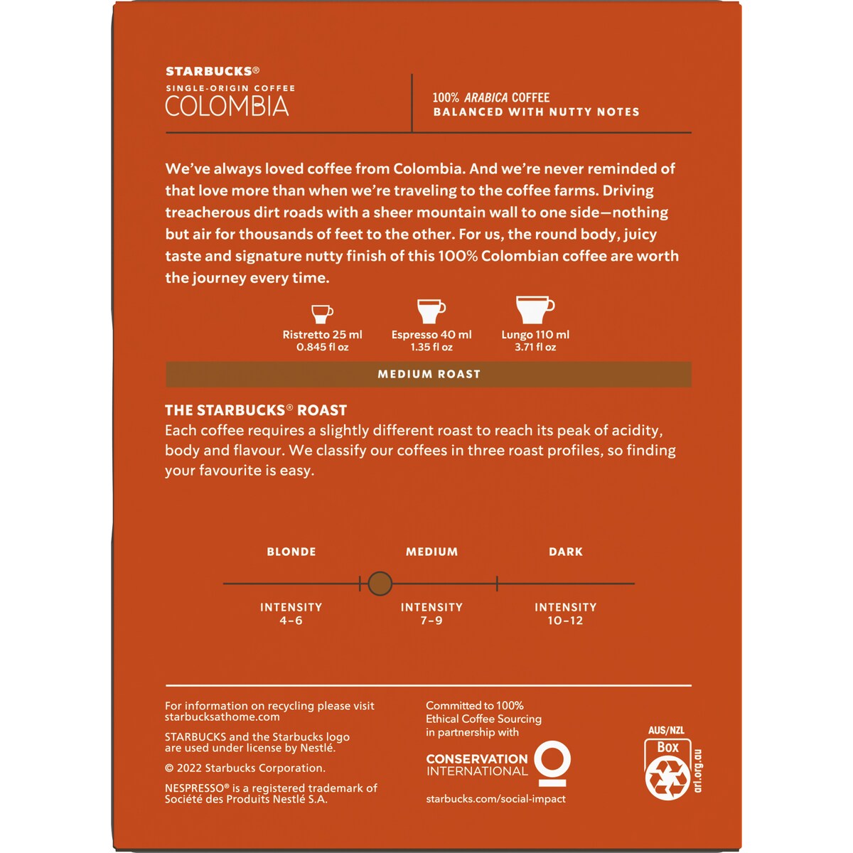 Starbucks by Nespresso Single Origin Colombia Coffee Pods Capsules 36 Pack