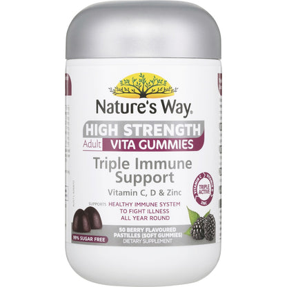 Natures Way Adult Vita Gummies Triple Immune Support Pastilles 50 pack