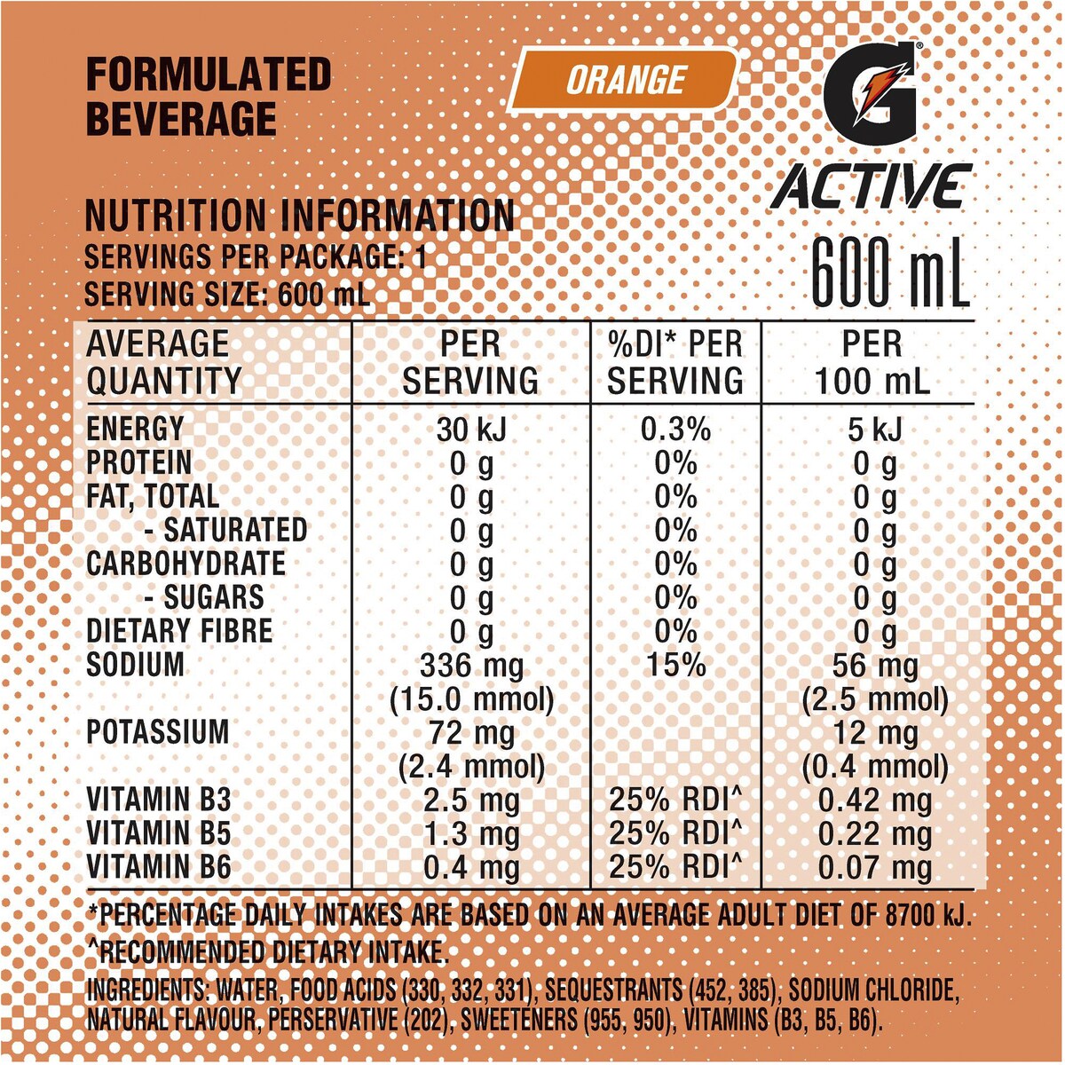 Gatorade Sports Drinks Orange Ice Electrolyte Hydration Bottle 600mL