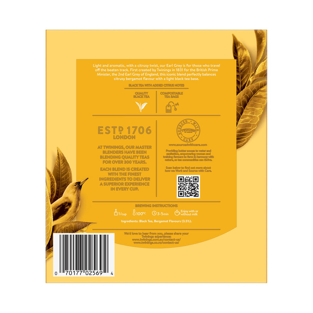 Twinings Earl Grey Tea Bags 100 Pack - 200g