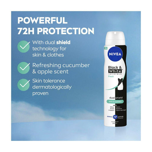 Nivea Deo Aero Female Black And White Fresh - 250mL