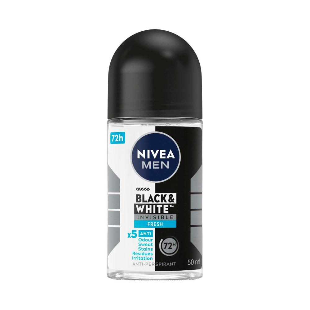 Nivea Deo Roll On Men Invisible Black And White Fresh - 50mL