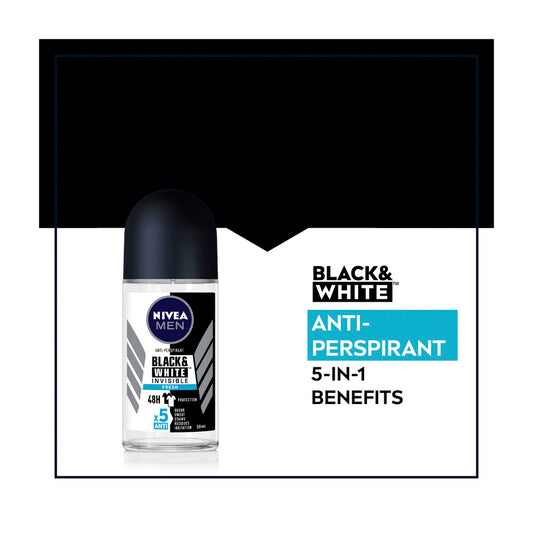 Nivea Deo Roll On Men Invisible Black And White Fresh - 50mL