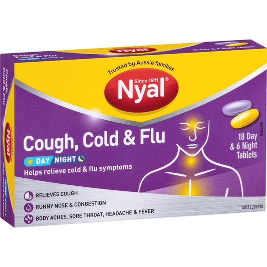 Nyal Cough Cold & Flu Tablets Day & Night 24 Pack