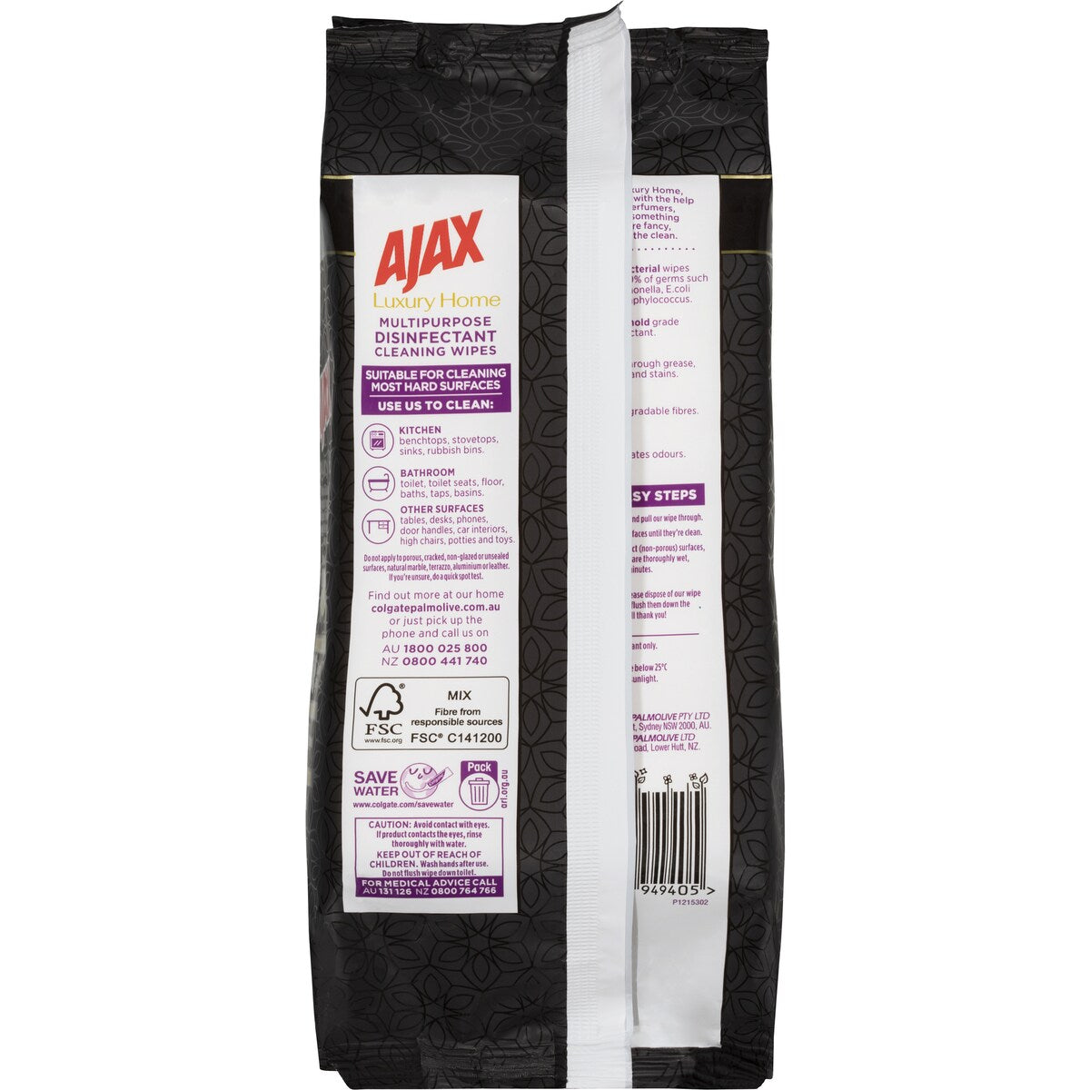Ajax Luxury Home Cleaning Wipes Crisp Lime & Sandalwood 110 Pack