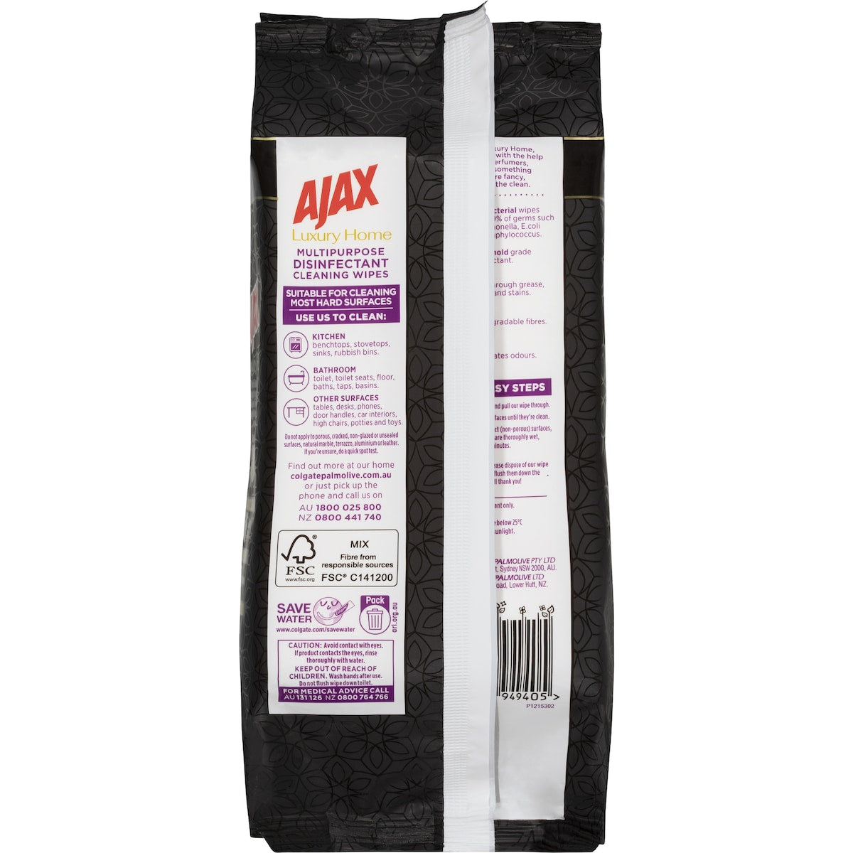 Ajax Multipurpose Cleaning Wipes Luxury Home Lime & Sandalwood 110 Pack