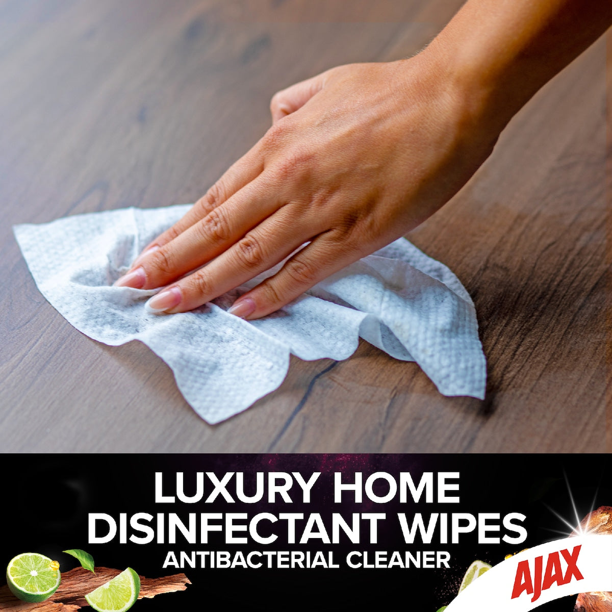 Ajax Multipurpose Cleaning Wipes Luxury Home Lime & Sandalwood 110 Pack