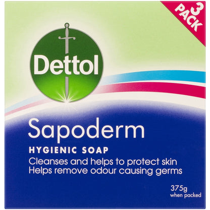 Dettol Sapoderm Hygienic Bar Soap For Acne Prone & Oily Skin 125g X 3 Pack
