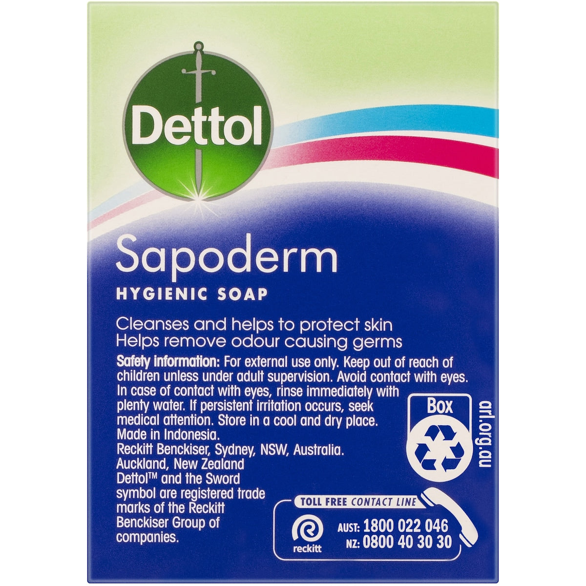 Dettol Sapoderm Hygienic Bar Soap For Acne Prone & Oily Skin 125g X 3 Pack