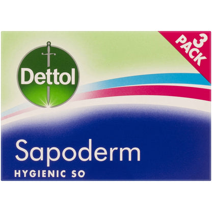 Dettol Sapoderm Hygienic Bar Soap For Acne Prone & Oily Skin 125g X 3 Pack
