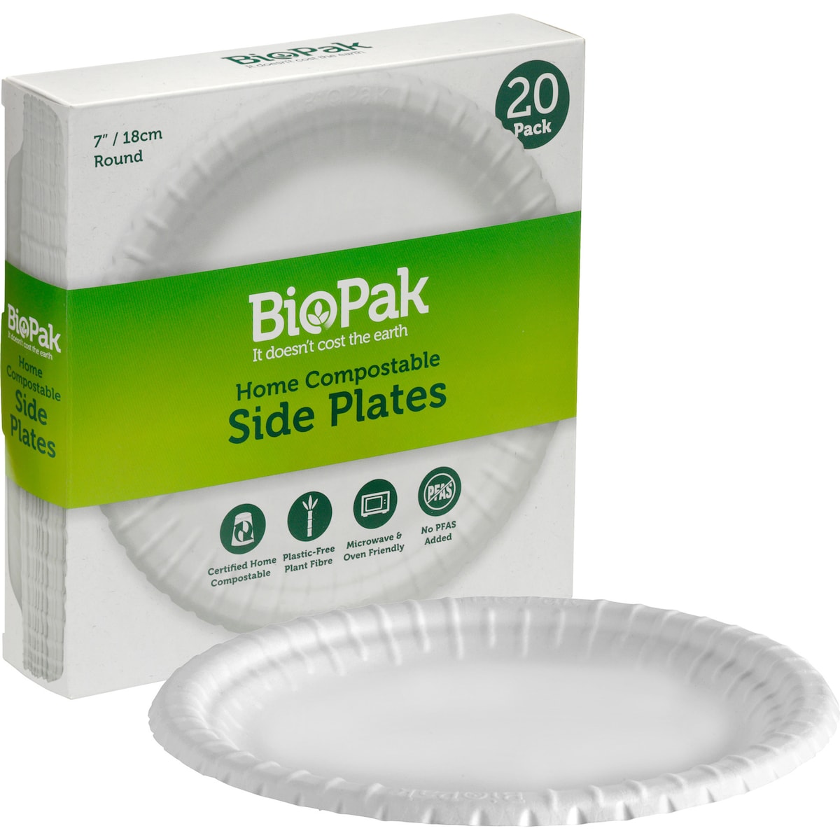 Biopak Side Plates Side Plates 18cm 20 Pack