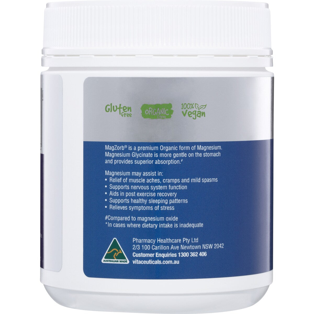 Vitaceuticals Magzorb Magnesium Glycinate 1000mg Powder 240g