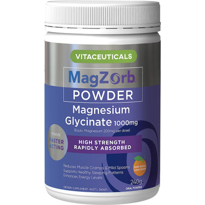 Vitaceuticals Magzorb Magnesium Glycinate 1000mg Powder 240g