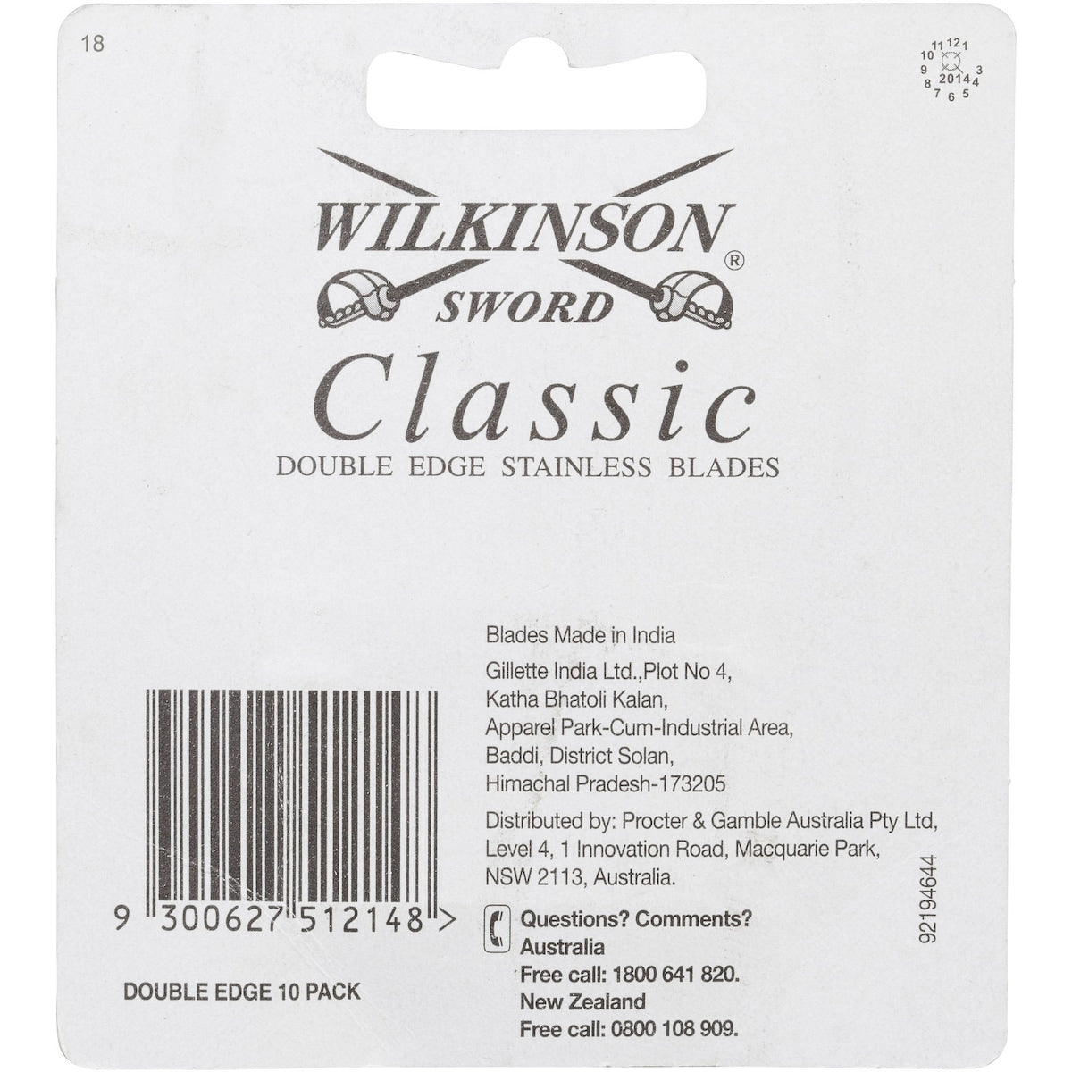 Gillette Wilkinson Sword Double Edge Razor Blades Stainless 10 Pack
