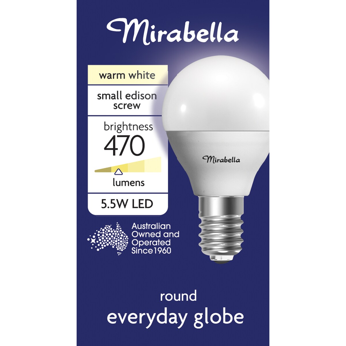 Mirabella LED Small Edison Screw 5W 470lm Warm White Light Globe each