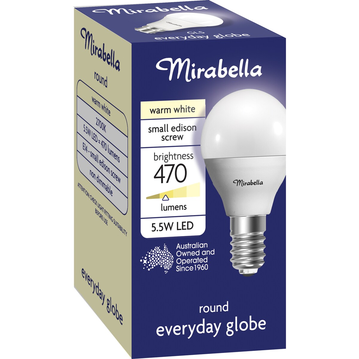 Mirabella LED Small Edison Screw 5W 470lm Warm White Light Globe each