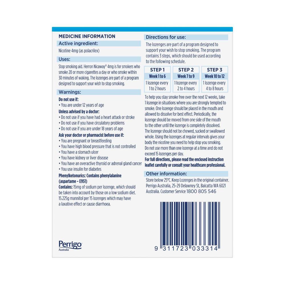 Herron Nicaway Nicotine Lozenge 4mg - 72 pack