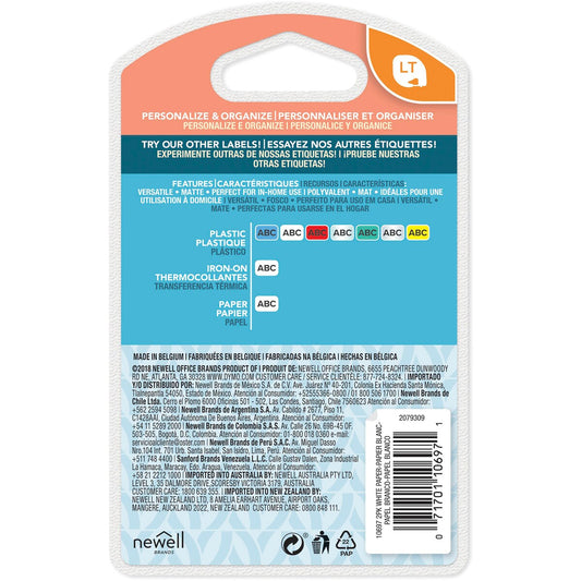 Dymo Letratag Paper Tape 12mm X 4m White 2 Pack