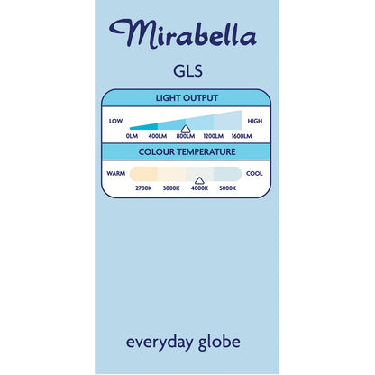 Mirabella LED GLS Edison Screw 9W 806lm Cool White Light Globe each
