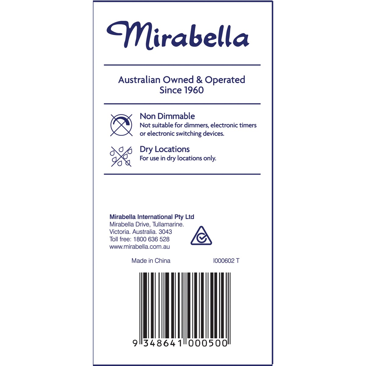 Mirabella LED GLS Edison Screw 9W 806lm Warm White Light Globe each