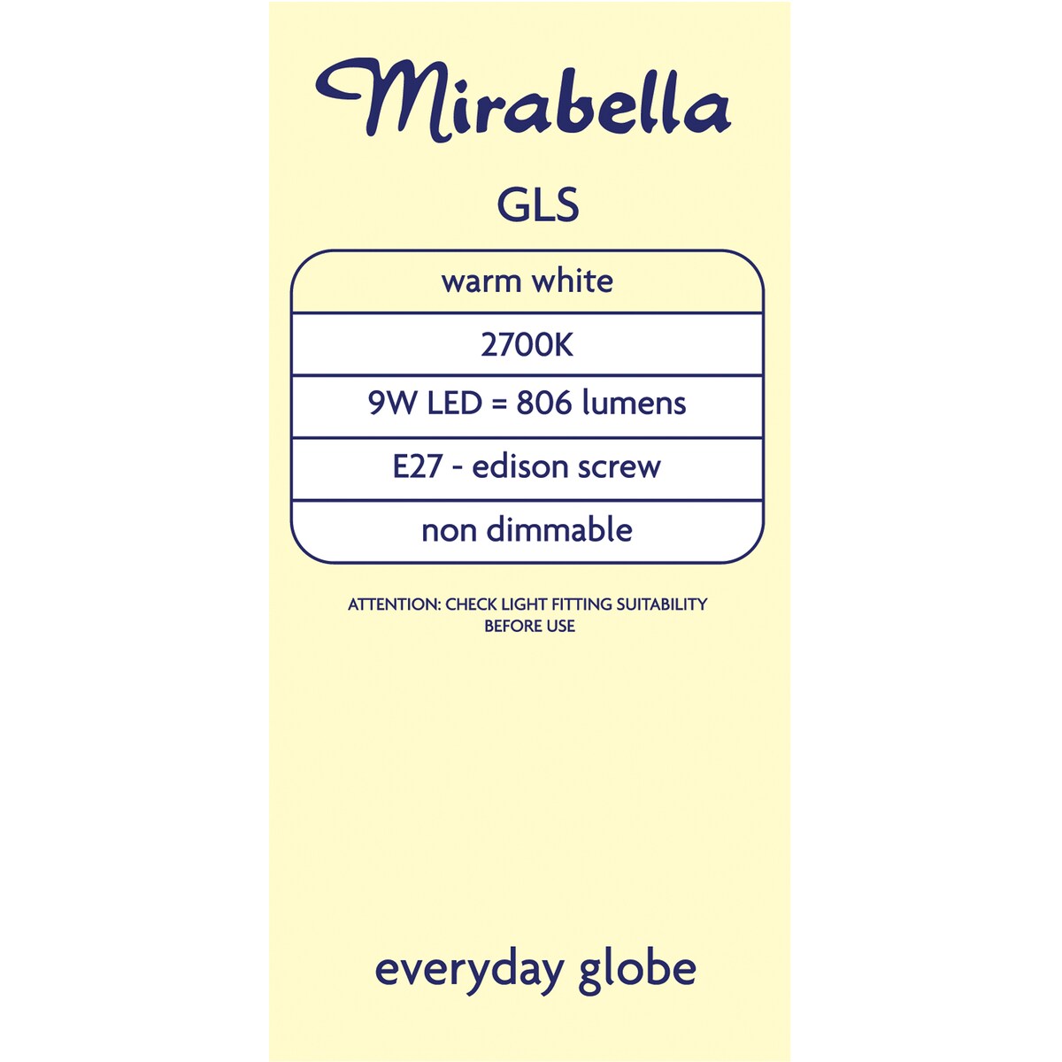 Mirabella LED GLS Edison Screw 9W 806lm Warm White Light Globe each