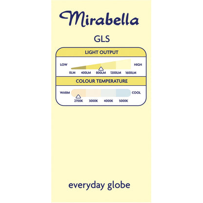 Mirabella LED GLS Edison Screw 9W 806lm Warm White Light Globe each