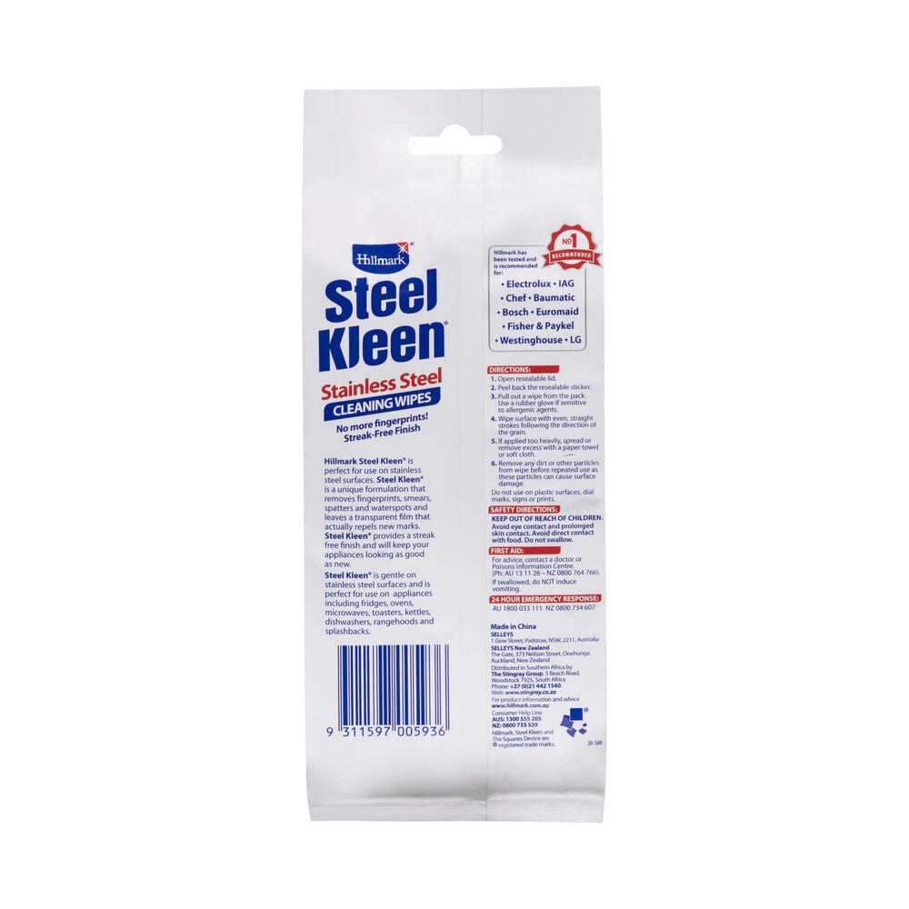 Hillmark Stainless Steel Wipes - 20 pack