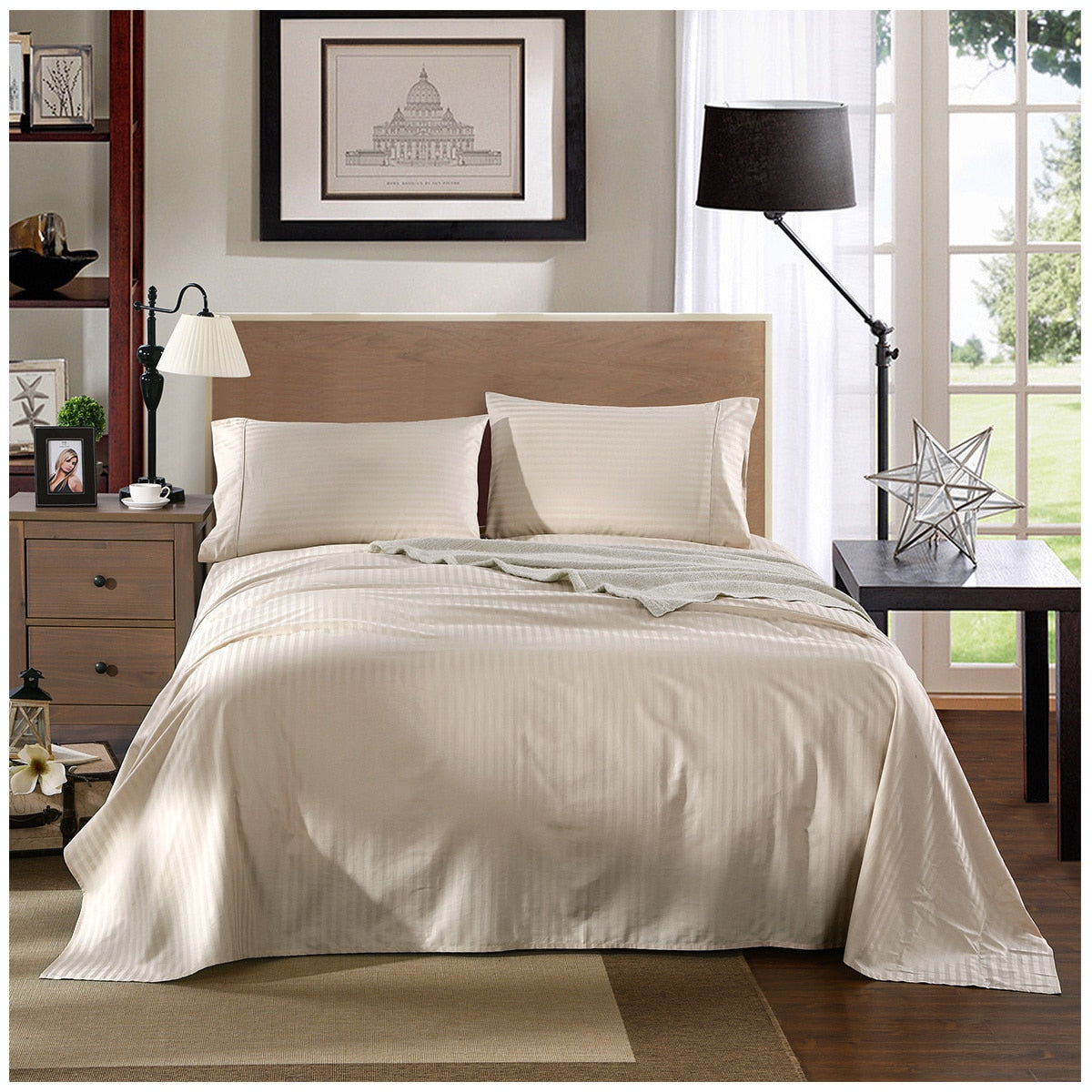 Kensington 1200 Thread Count 100% Egyptian Cotton Queen Sheet Set Sand