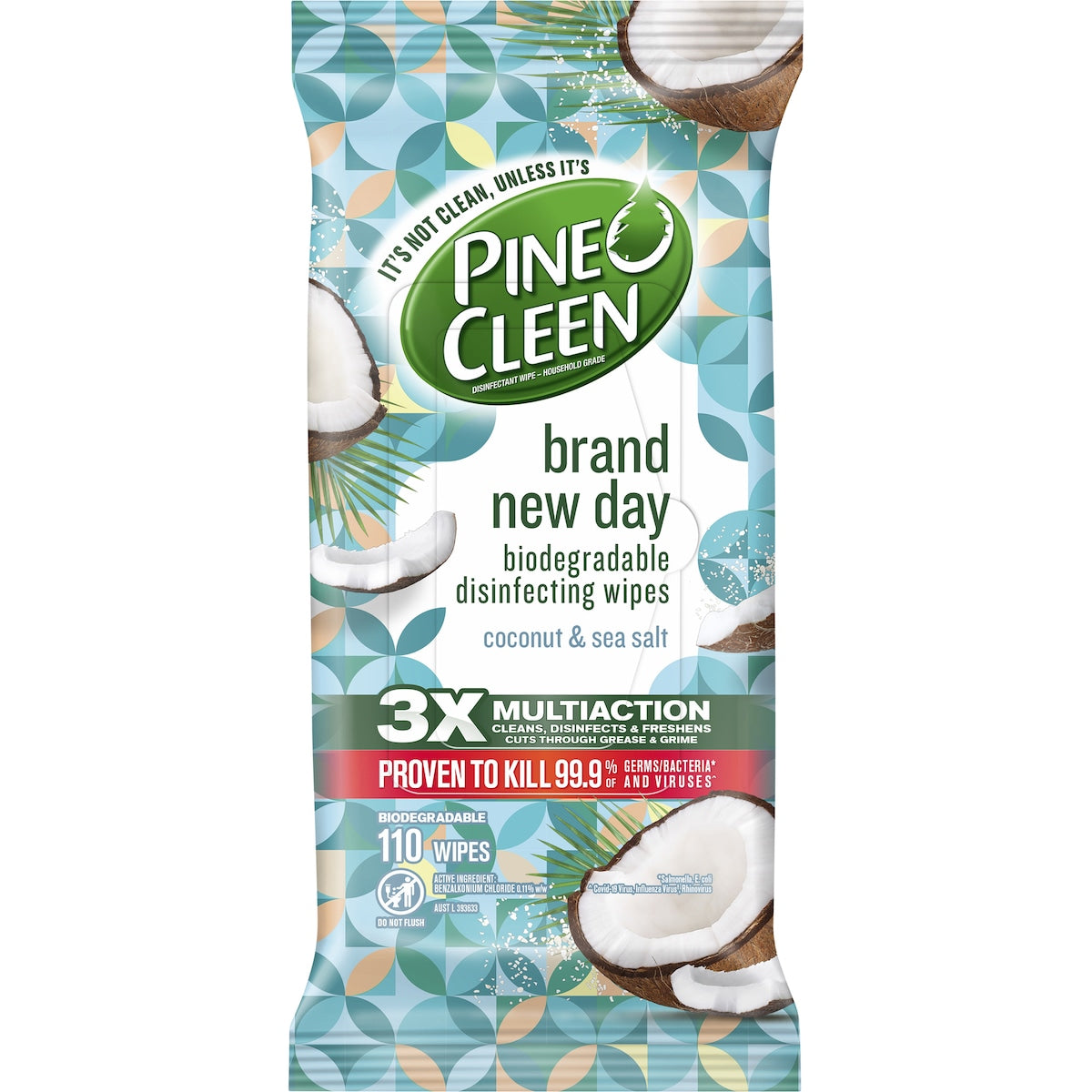 Pine O Cleen Coconut & Sea Salt Disinfectant Cleaning Wipes 110 pack