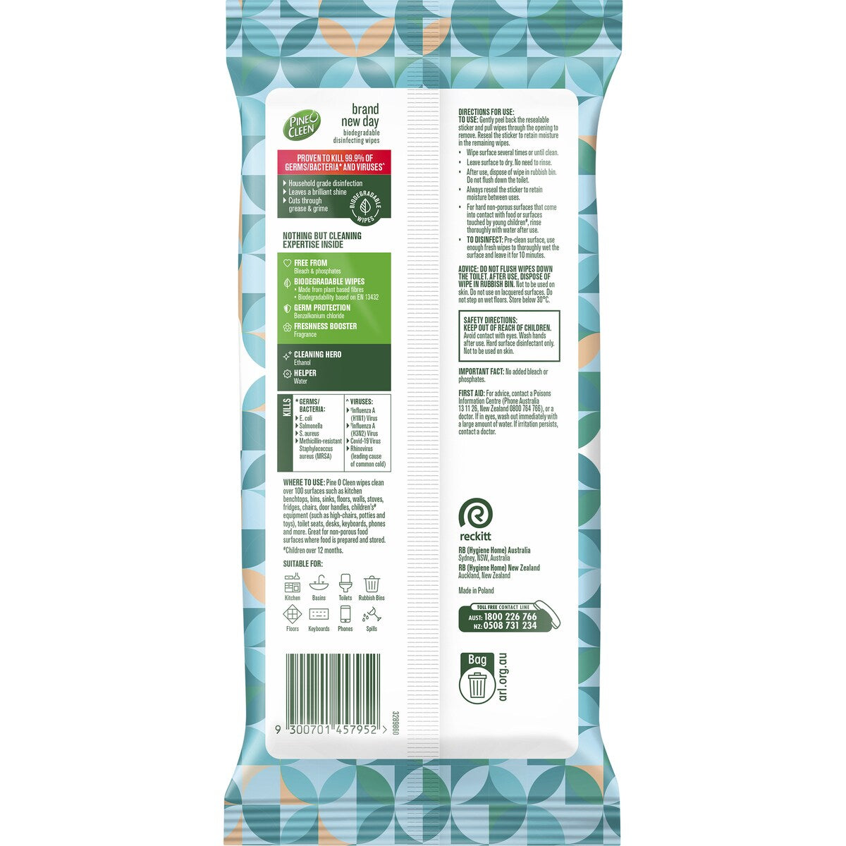 Pine O Cleen Coconut & Sea Salt Disinfectant Cleaning Wipes 110 pack
