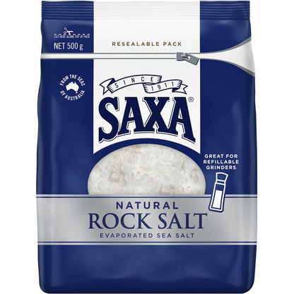 Saxa Refill Value Pack Natural Rock Salt 500g
