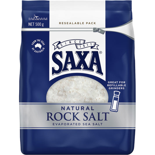 Saxa Refill Value Pack Natural Rock Salt 500g