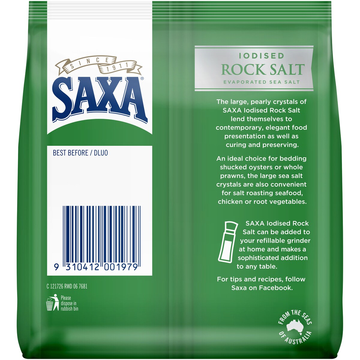 Saxa Iodised Rock Salt 500g